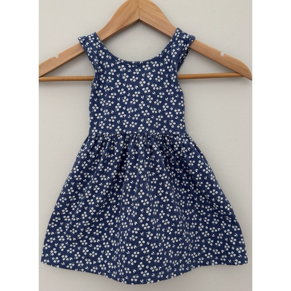 BabyGap 2T Girls Summer Dress Blue/White Flowers, Criss Cross Back 100% Cotton
